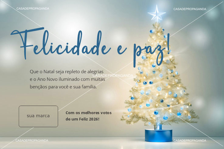 Cartão Natal Árvore Azul