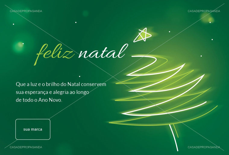 Cartão de Natal Empresas Árvore Luz Verde
