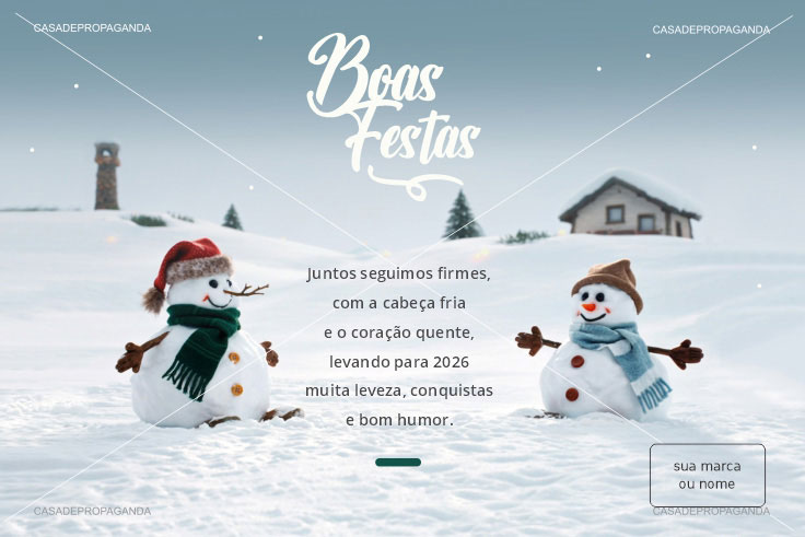 Cartão de Natal Empresa Bonecos de Neve