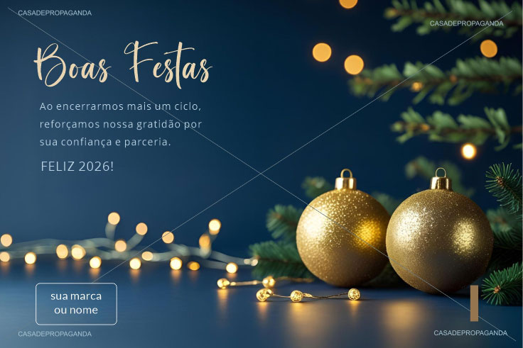 Cartão Natal Cenário Azul