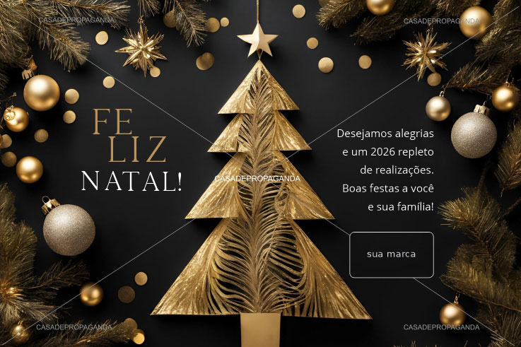 Cartão de Natal Papel Dourado