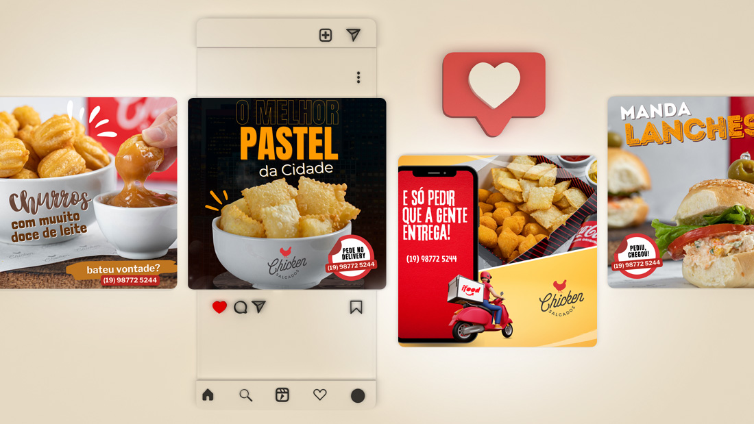 Criação de Posts Redes Sociais Instagram e Facebook - Salgaderia